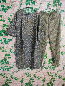 Floral Print Kurti Pajama Set