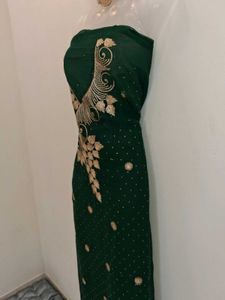 Green Embroidered Kurta dress material without dup