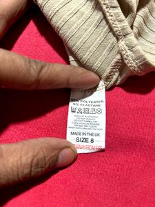 Beige Ribbed Corset Style Crop Top