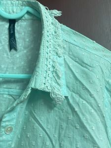 Pure Cotton Aqua Blue Formal/actual Shirt