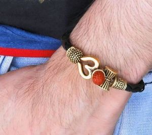 Rudraaksh Om Leather Bracelet
