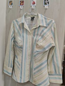 women's small size  blue and green stripped shirt