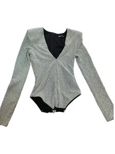 Zara Silver Glitter Bodysuit