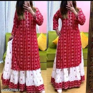 Kurti HIG DEMDNABLE PRITNED TRENDABLE With Skirt