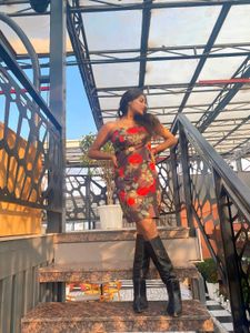 Rose Printed Dress,