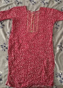 Red &amp; White Kurta Co-ord Set
