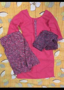3 Piece Dark Pink shaded Kurta Set