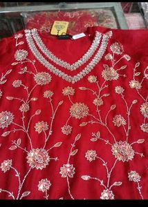 Red Embroidered Kurta Set