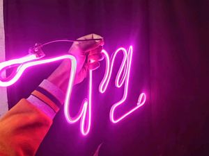 Pink Neon Word Sign 'tech'
