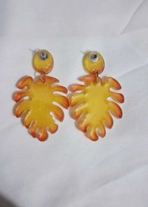 Handmade Resin Leaf Design Earrings