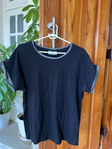 Black T-Shirt with Silver Trim