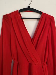 Red Flowy Midi Dress