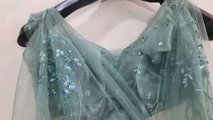 Designer Handwork Sequin Green Crop Top Palazzo