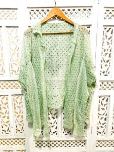 Green Crochet Hoodie A