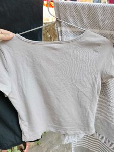 Gray Scoop Neck Tee