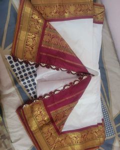 Elegant White &amp; Gold Saree