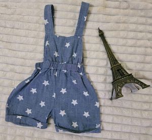 Cute Star Denim Dungaree For Baby