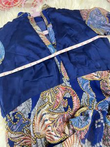 Vibrant Blue Printed Long Dress