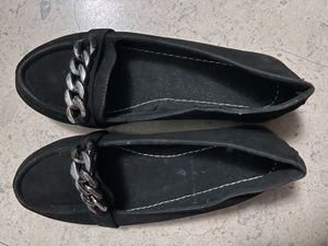Chain Detail Black Loafers