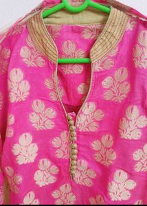 Pink &amp; Gold Embroidered Suit Set