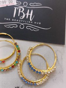 Combo Of Two Pairs Hoop Earrings with Colorful
