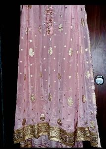 Banarasi pattern pink unstitched suit sets