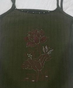 Y2K Olive Sparkly Cami