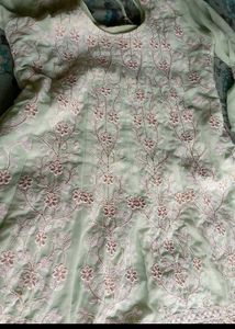 Pista Green Frock With Ghrara