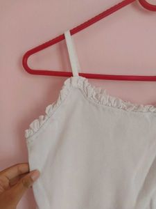 White Ruffle Tank Top