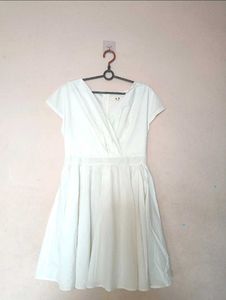 Korean Pure White Classic Midi Dress