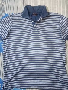Allen Solly  Blue  And White  Stripe Polo T Shirt