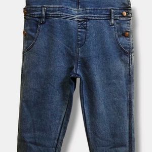 Blue Textured Full Length Dungaree Women