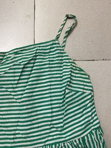 Green Striped A-line Dress