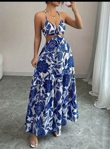 Floral Print Cutout Maxi Dress