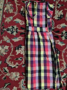 Sphagetti Sleeve Short Chequered Dress