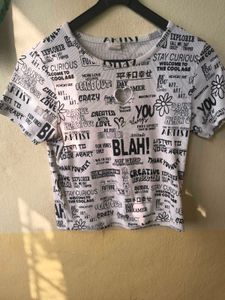 Trendy Graphic Print Crop Top