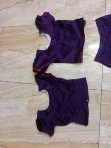 Purple Pattupavada With 2 Blouses