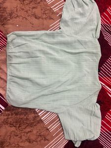 Mint Green Button-Up Crop Top