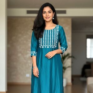 Elegant Teal chikankari Kurta