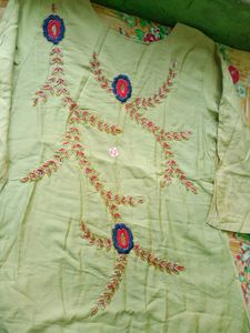 Pink And Green Kurta Set