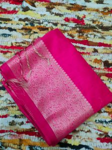 Elegant Pink Saree with Zari Border