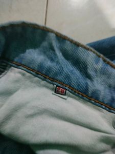 Blue High Waist Straight Fit Denim