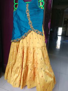 Girls&#39; Blue &amp; Yellow Embellished Dress