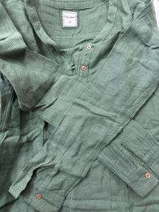 Olive Green Shirt-Style Top