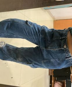Blue Denim Cargo Pants
