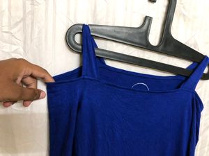 Blue Cold Shoulder Top