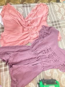 Pink &amp; Purple Cutout Tops