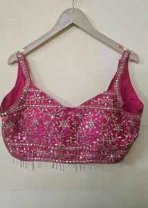 Hot Pink Embellished Crop Top/Blouse