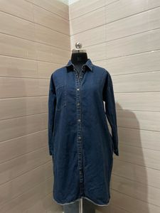Oversized Denim Shirt Dress made in korea