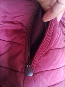 Burgundy Quilted Puffer Jacket